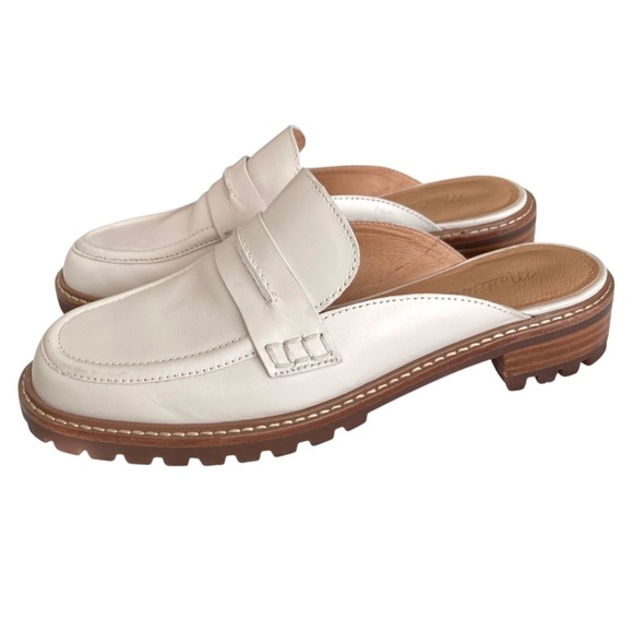 MADEWELL Corrine Leather Lug Sole Loafer Mules in Oyster - Picture 3 of 11